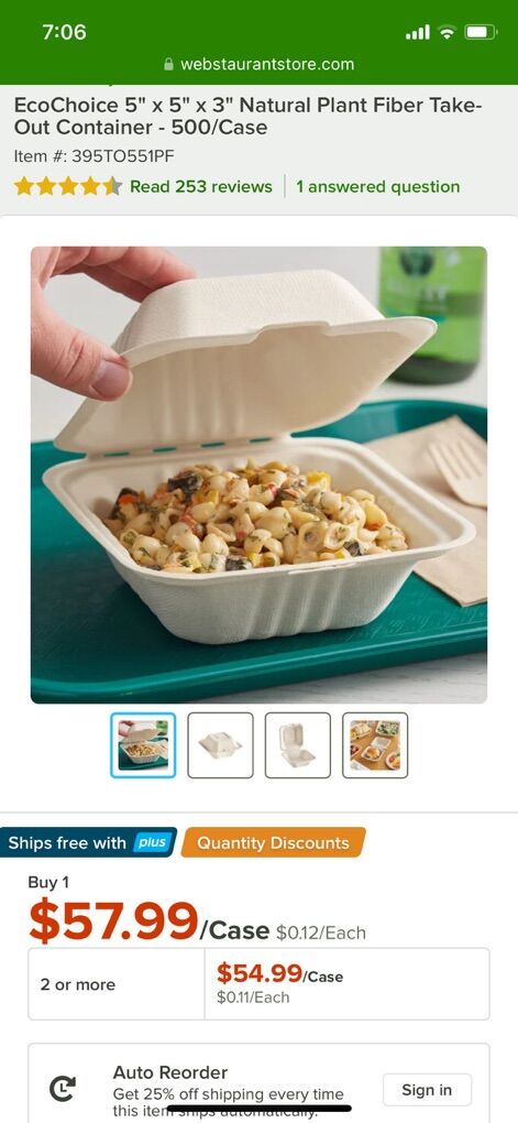 5 x 5 x 3  Take-Out Container - 500/Case