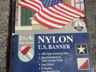 Annin Flagmakers 2.5x4ft Nylon U.S. Banner - Embroidered Stars, Sewn Stripes, Fade Resistant