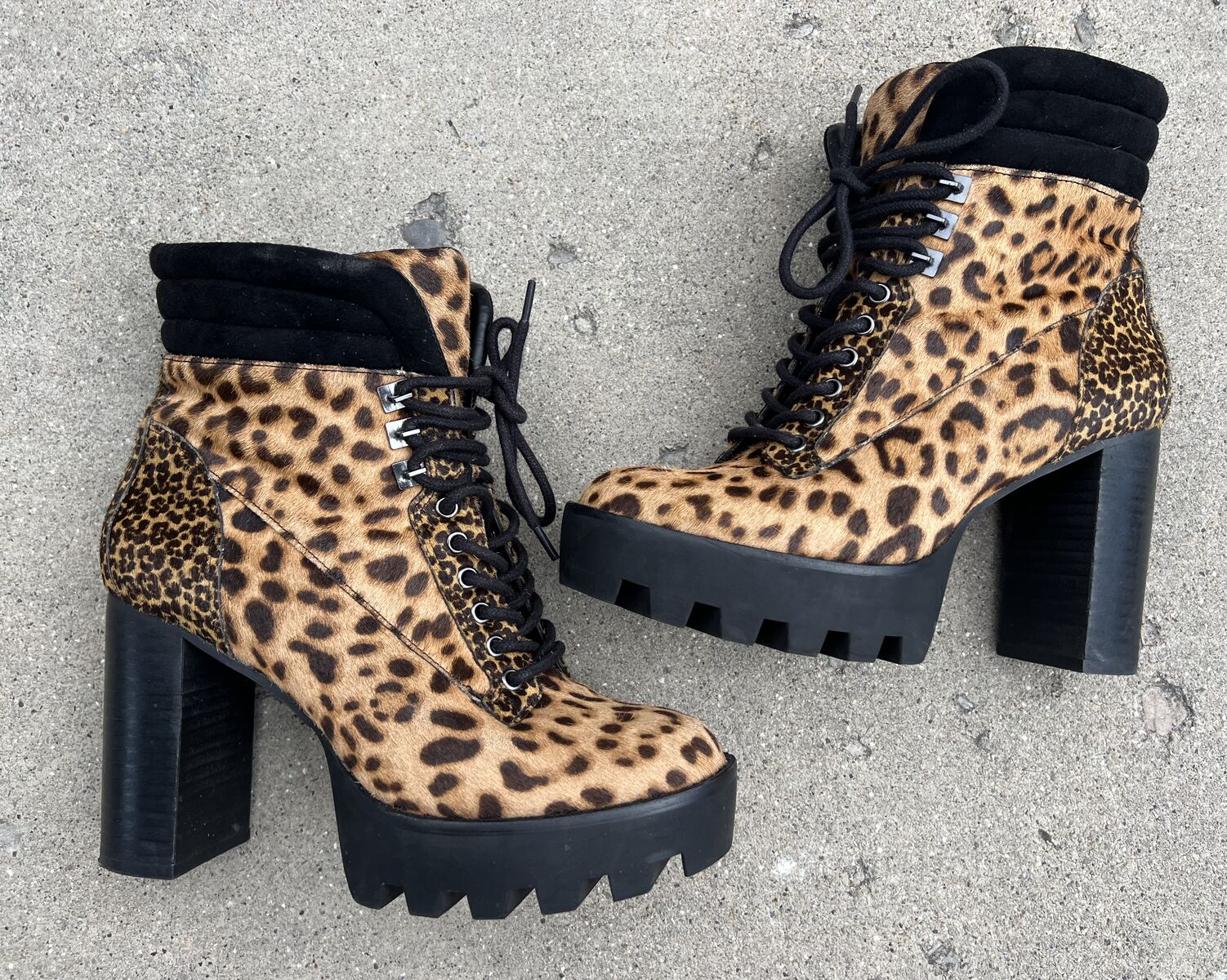 Women’s Gianni Bini Leopard 4” heel platform boots