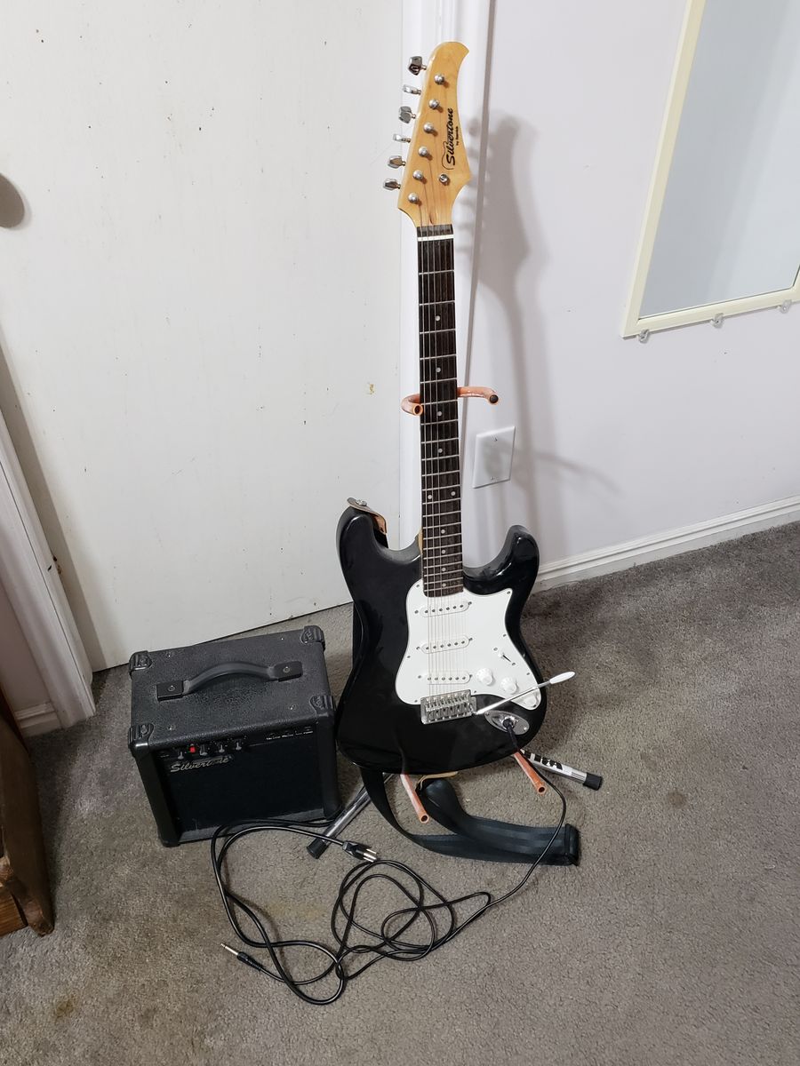 Silvertone electric guitar and amp