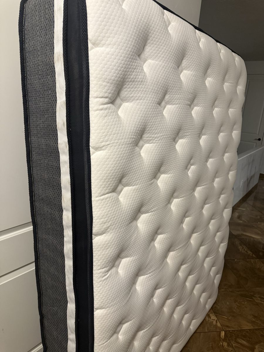 Pillow Top Quilted Mattress - White and Dark Grey Side Panels like new $100