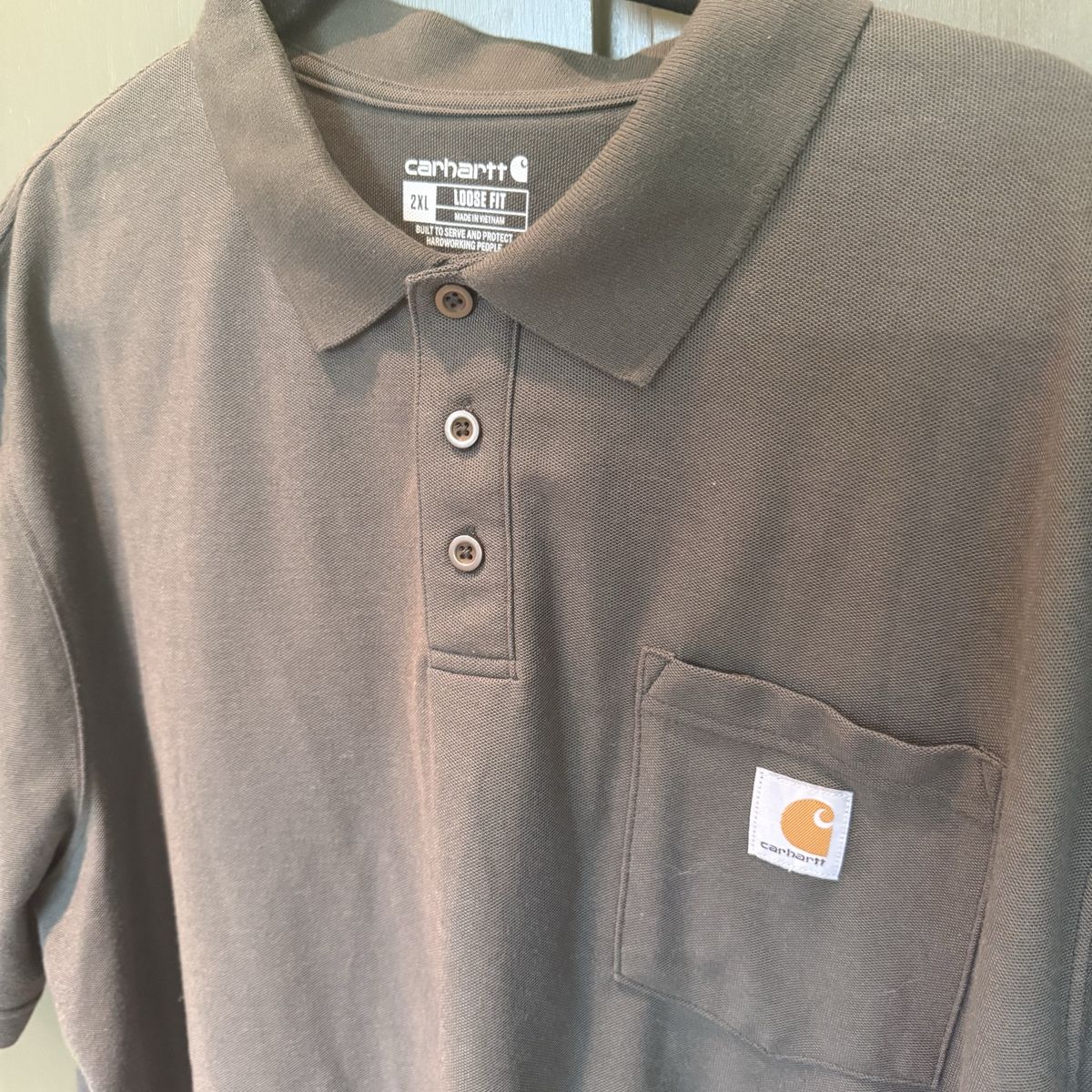 Carhartt Men's 2XL Loose Fit Short Sleeve Polo Shirt with Pocket, Grey. NEW