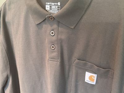 Carhartt Men's 2XL Loose Fit Short Sleeve Polo Shirt with Pocket, Grey. NEW