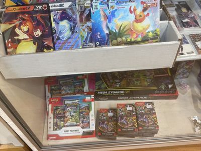 Pokémon packs, singles, plushies, 3d prints, mini figures.
