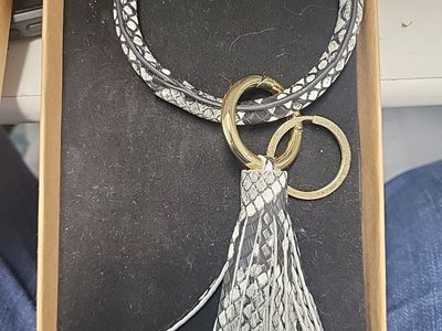 Bangle Keychain Bracelet with Tassel - Snake Print