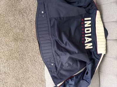 Indian Motorcycle XL Blue & Cream Striped Biker Jacket with Armor special addition