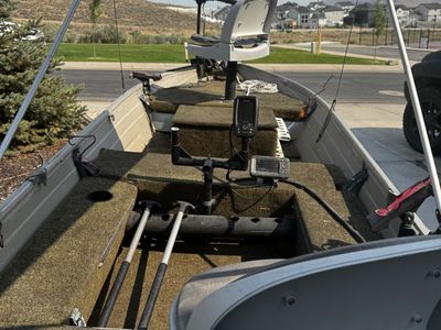 Aluminum Fishing Boat with Trailer, Fish Finders, Swivel Seats & Bimini Top