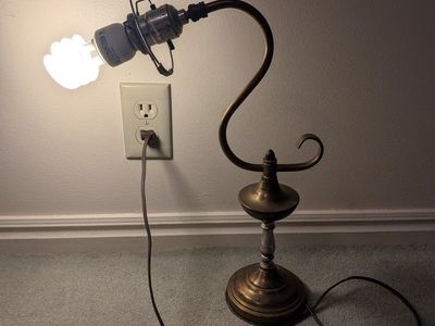 Brass Desk Lamp with Gooseneck Design
