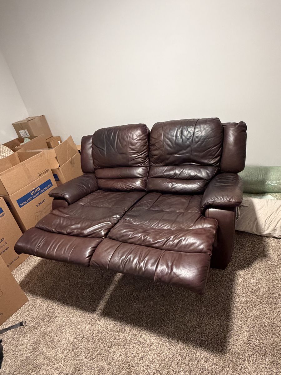 Reclining leather couch