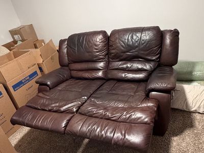 Reclining leather couch