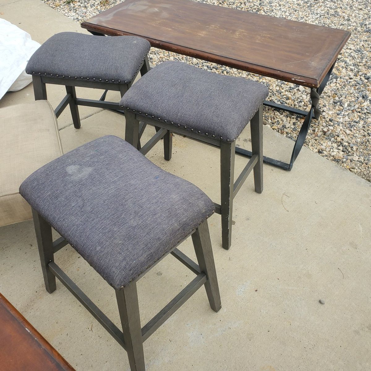 bar stools and chair and end tables