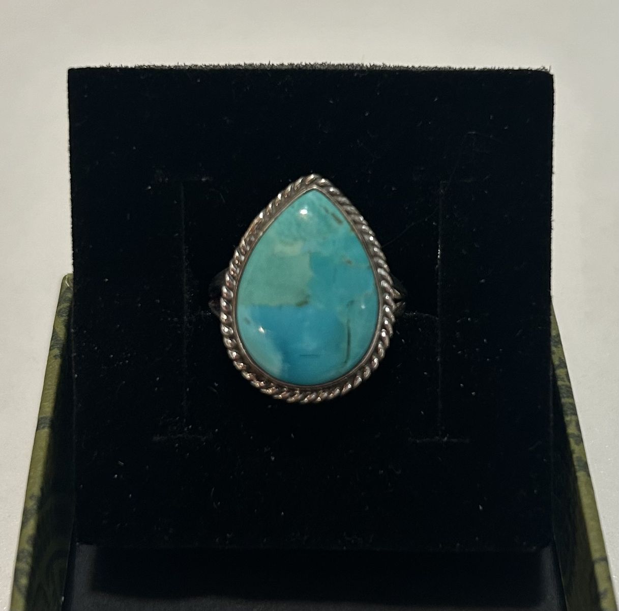 Sterling Silver Teardrop Blue Turquoise Ring
