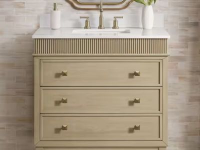 Home Decorators Collection Danby 36 in. Single Sink Platinum Oak Bath Vanity with White Engineered Marble Top (Assembled)