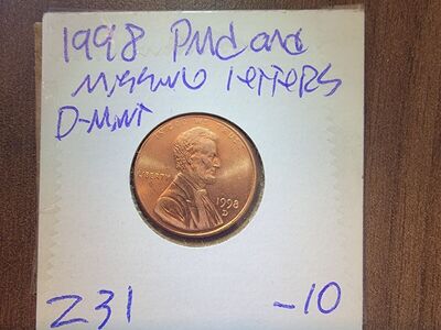 1998 penny, defect.