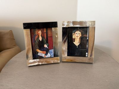 Set of 2 Decorative Horn Photo Frames with Amedeo Modigliani Art Prints