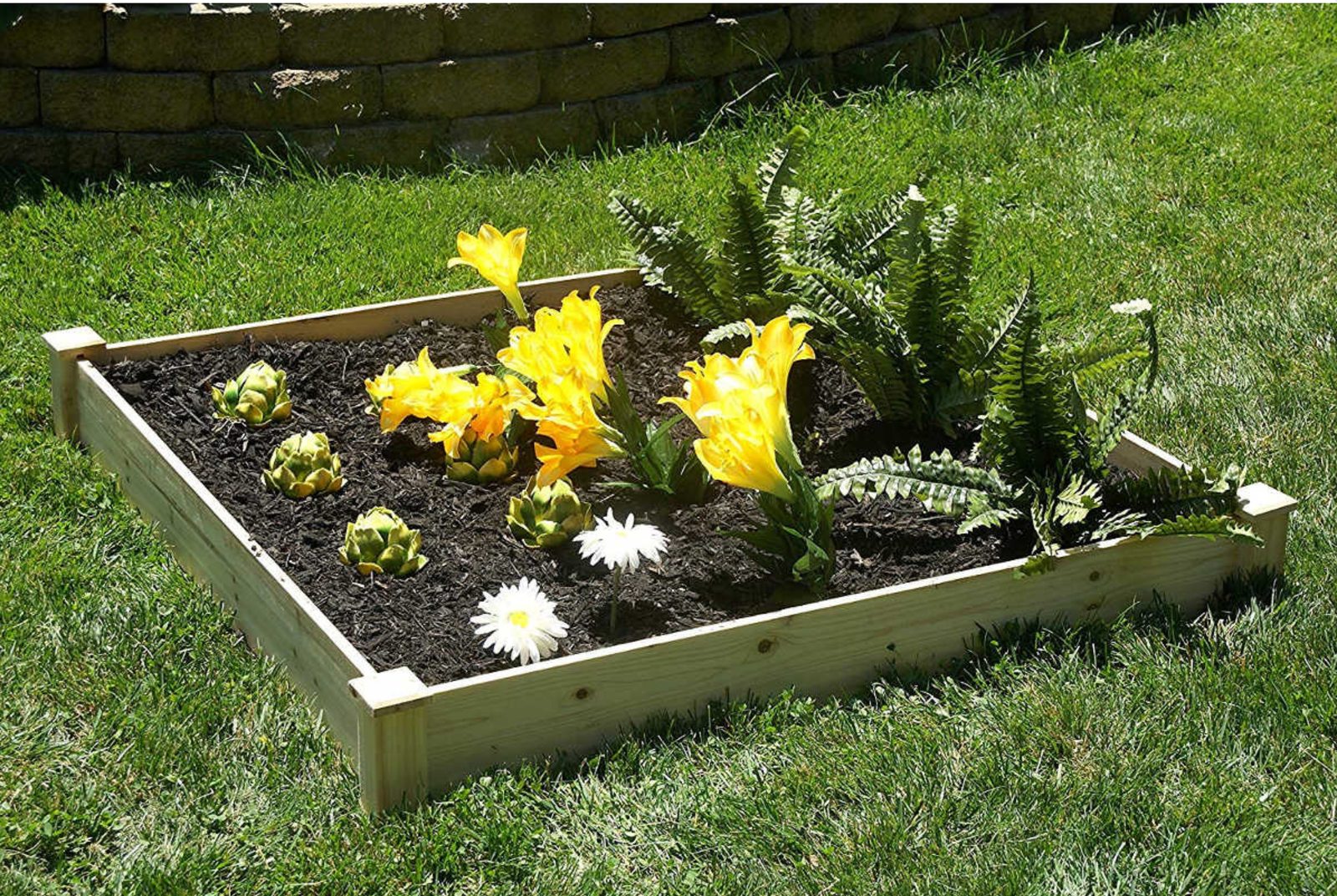 Eden 4 ft x 4 ft x 5.5 in Fir Wood Raised Garden Bed - NEW in Box - No Tool Assembly - Vegetable Herb Flower Planter