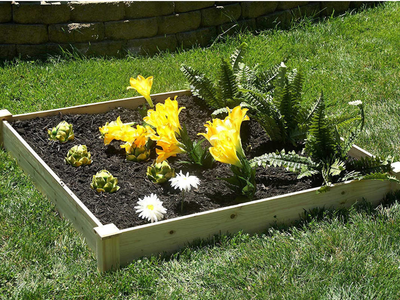 Eden 4 ft x 4 ft x 5.5 in Fir Wood Raised Garden Bed - NEW in Box - No Tool Assembly - Vegetable Herb Flower Planter