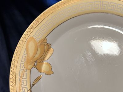 NEW DISHES Set of 15 Gold & Yellow Greek Key with Floral Design