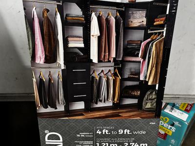 NEW Style+ 72 in. W - 113 in. W Noir Narrow Wood Closet System