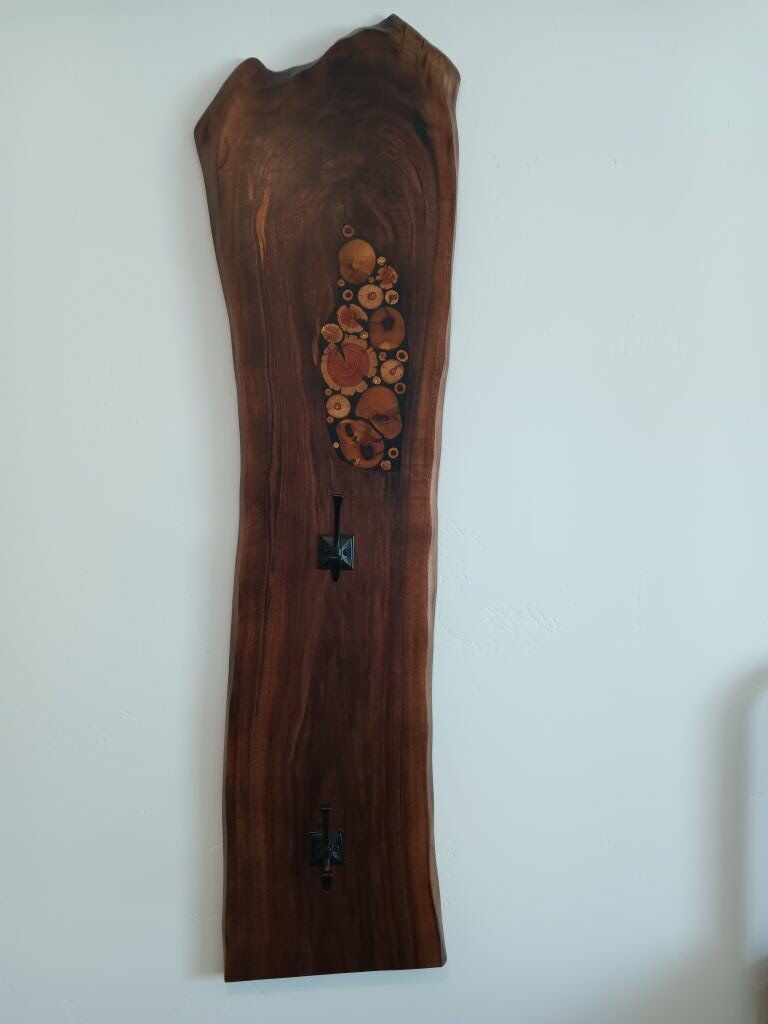 Cookie Inlay Hat Rack-Black Walnut