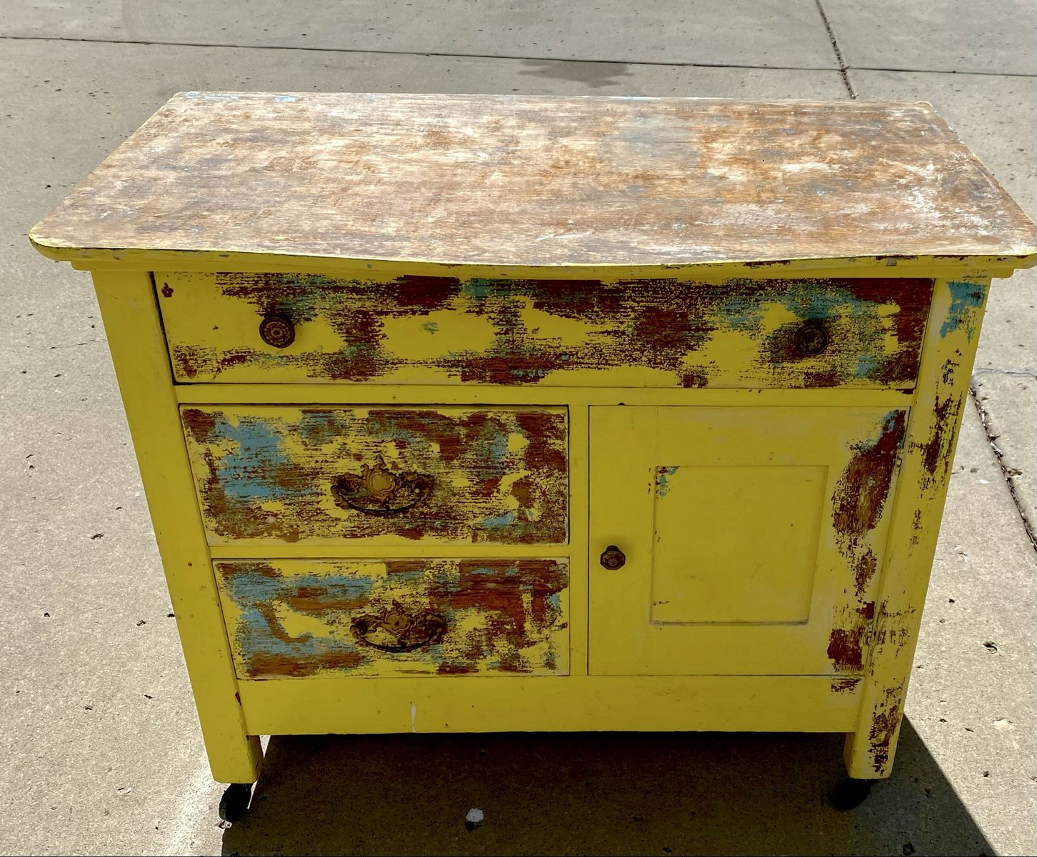 Antique wash basin dresser. 1920’s era. Hardwood. Shabby chic.