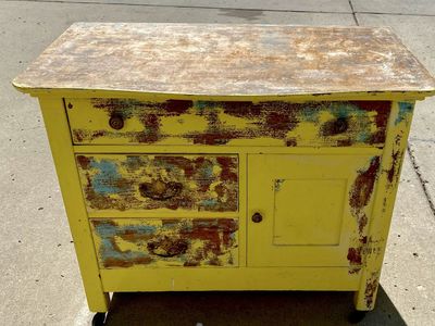 Antique wash basin dresser. 1920’s era. Hardwood. Shabby chic.
