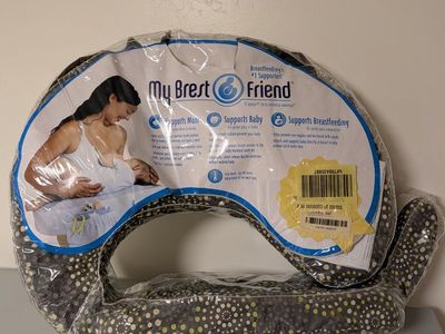 My Brest Friend Original Nursing Pillow - Green/Grey Polka Dot - Adjustable Support