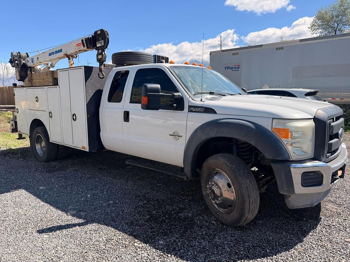 Ford F-450 Super Duty service truck 247k miles. Crane, Welder, Compressor, reels, outriggers included.
