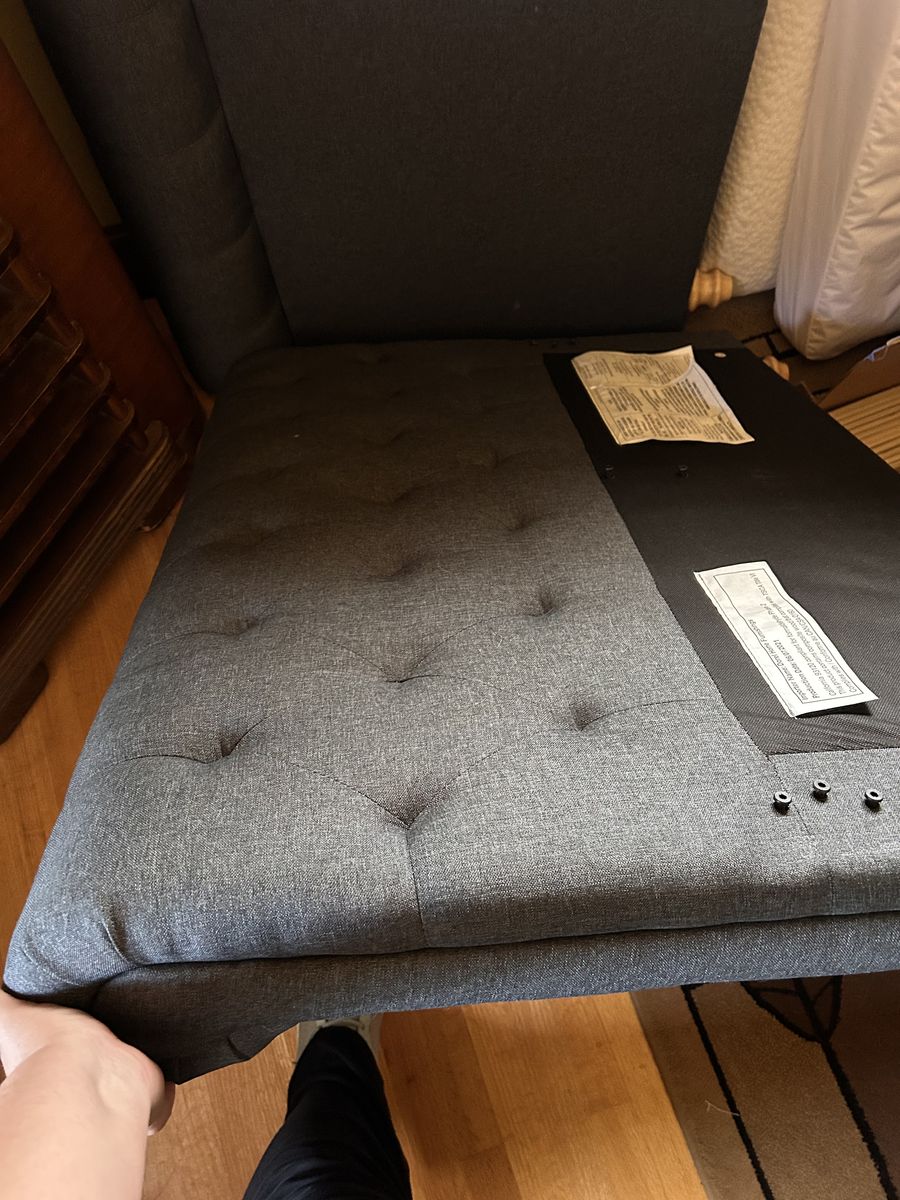 Upholstered Daybed Frame with Trundle and Mattresses - Gray