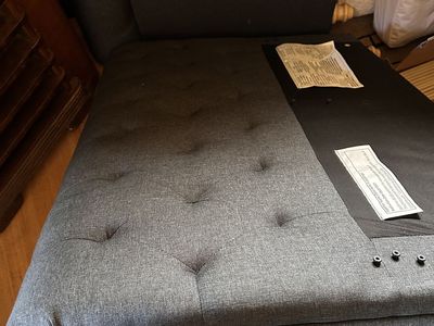 Upholstered Daybed Frame with Trundle and Mattresses - Gray
