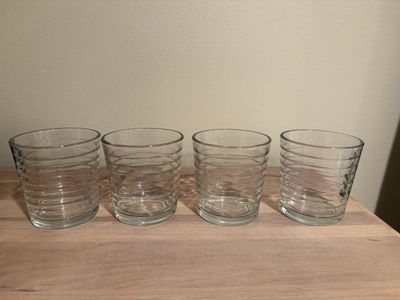 Set of 4 Clear Ribbed Glass Tumblers