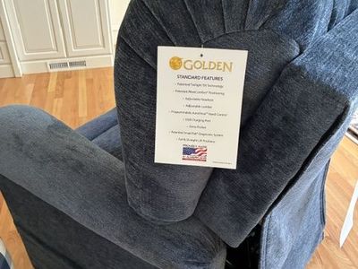 BRAND NEW: Golden PR527 Cloud Elite Lift Chair with Twilight, Heatwave & Nirvana Massage - Ashton Inc Blue Fabric