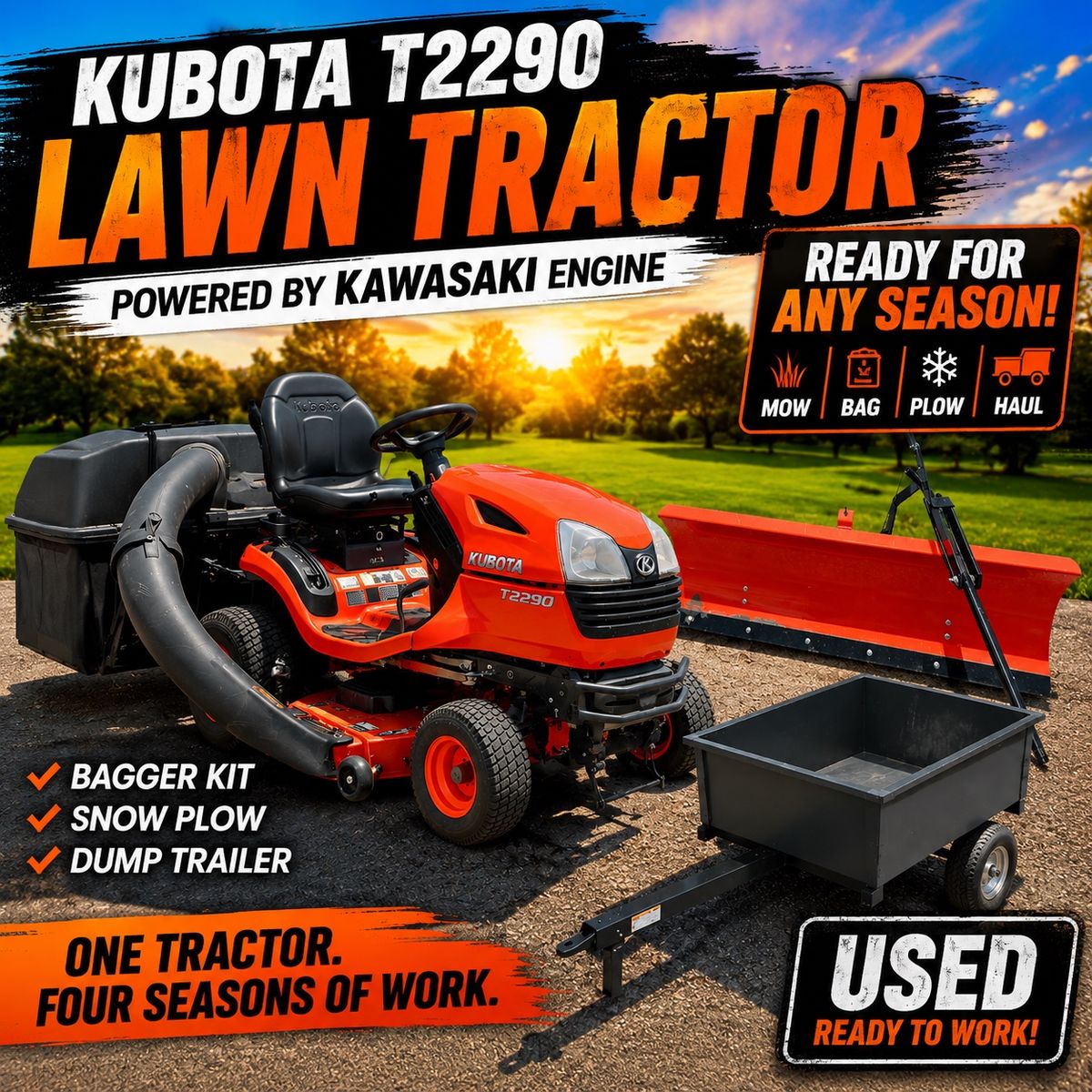 Used Kubota T2290 Mower PACKAGE!