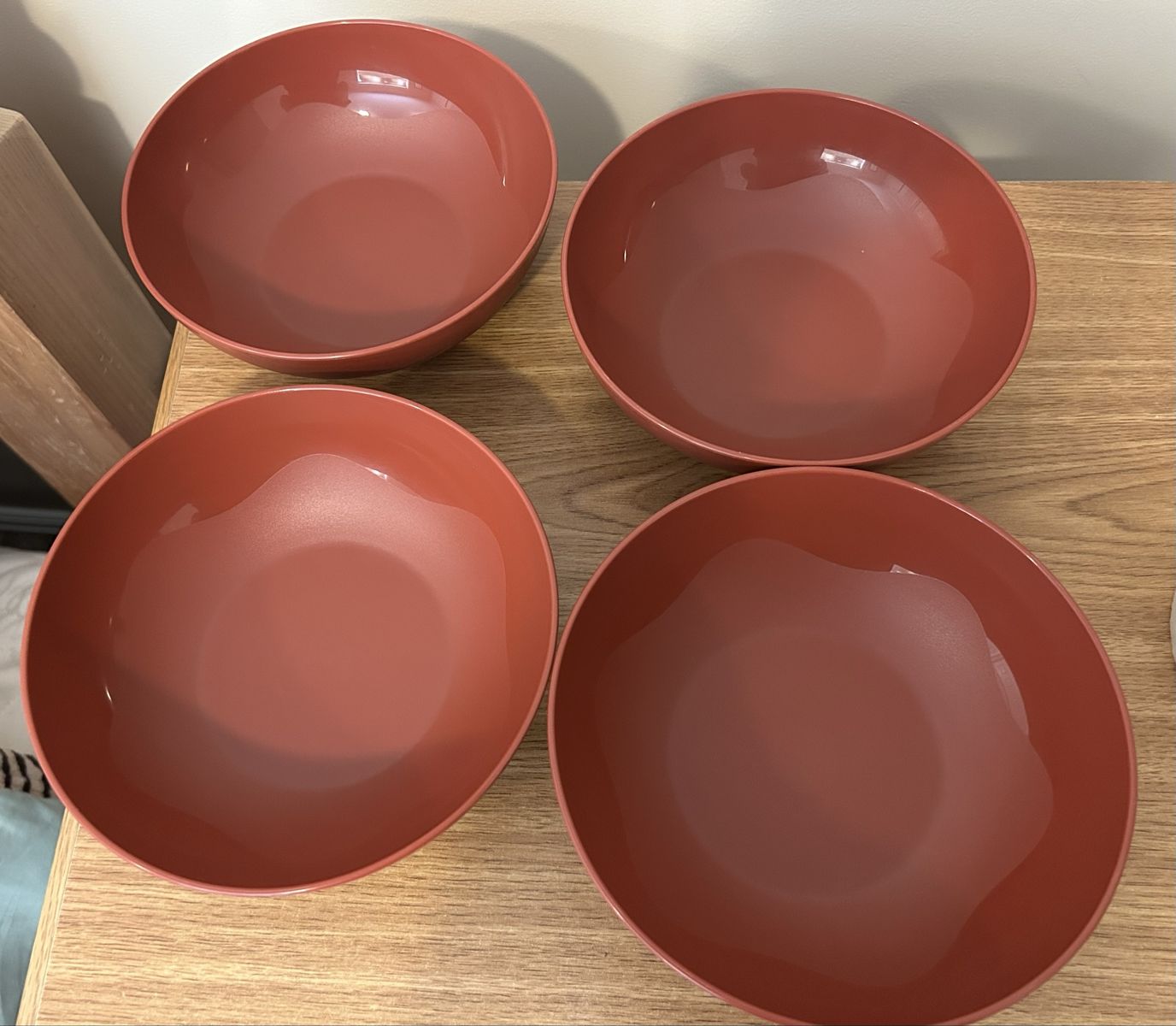 Genuine Tupperware 4 Terra Cotta Colored  24oz Bowls, 4 Cream colored 16 oz Tumblers