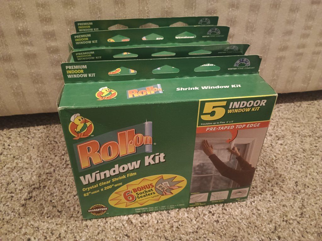 4 boxes- Indoor Window Kits-temp regulating. Helps keep home the temperature you want. Creates an insulating space from outside