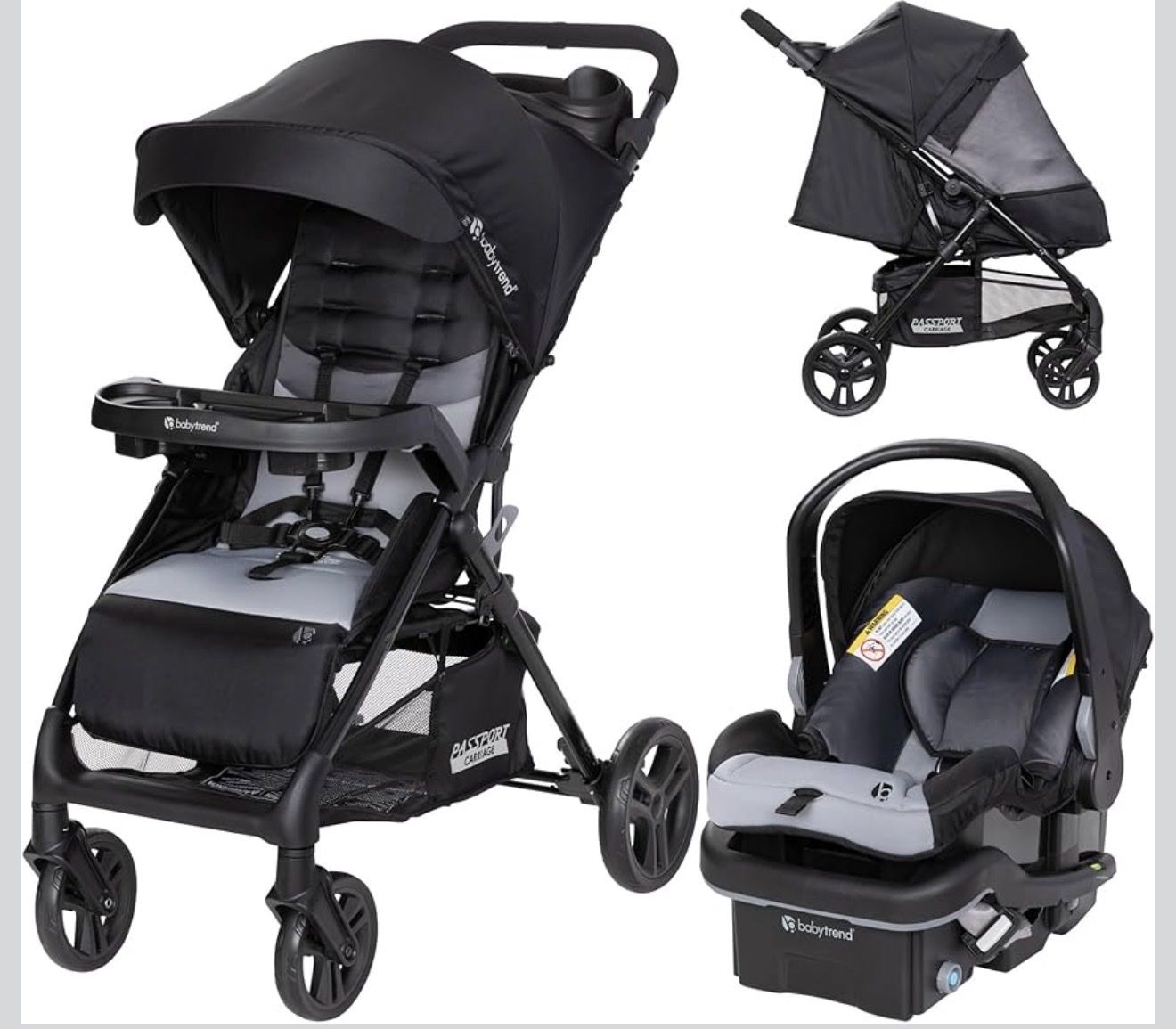 Baby Trend Passport Cargo Stroller Travel System w/ EZ Lift Infant Car Seat & Base - Black/Grey $289