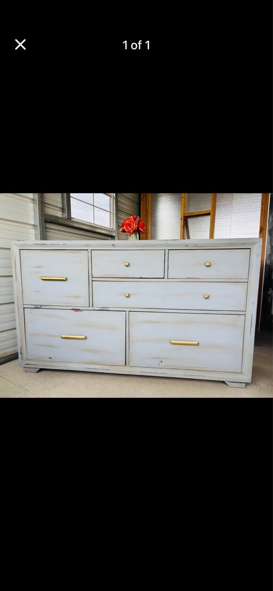 Distressed wood dresser