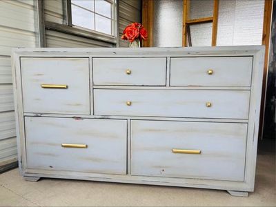 Distressed wood dresser