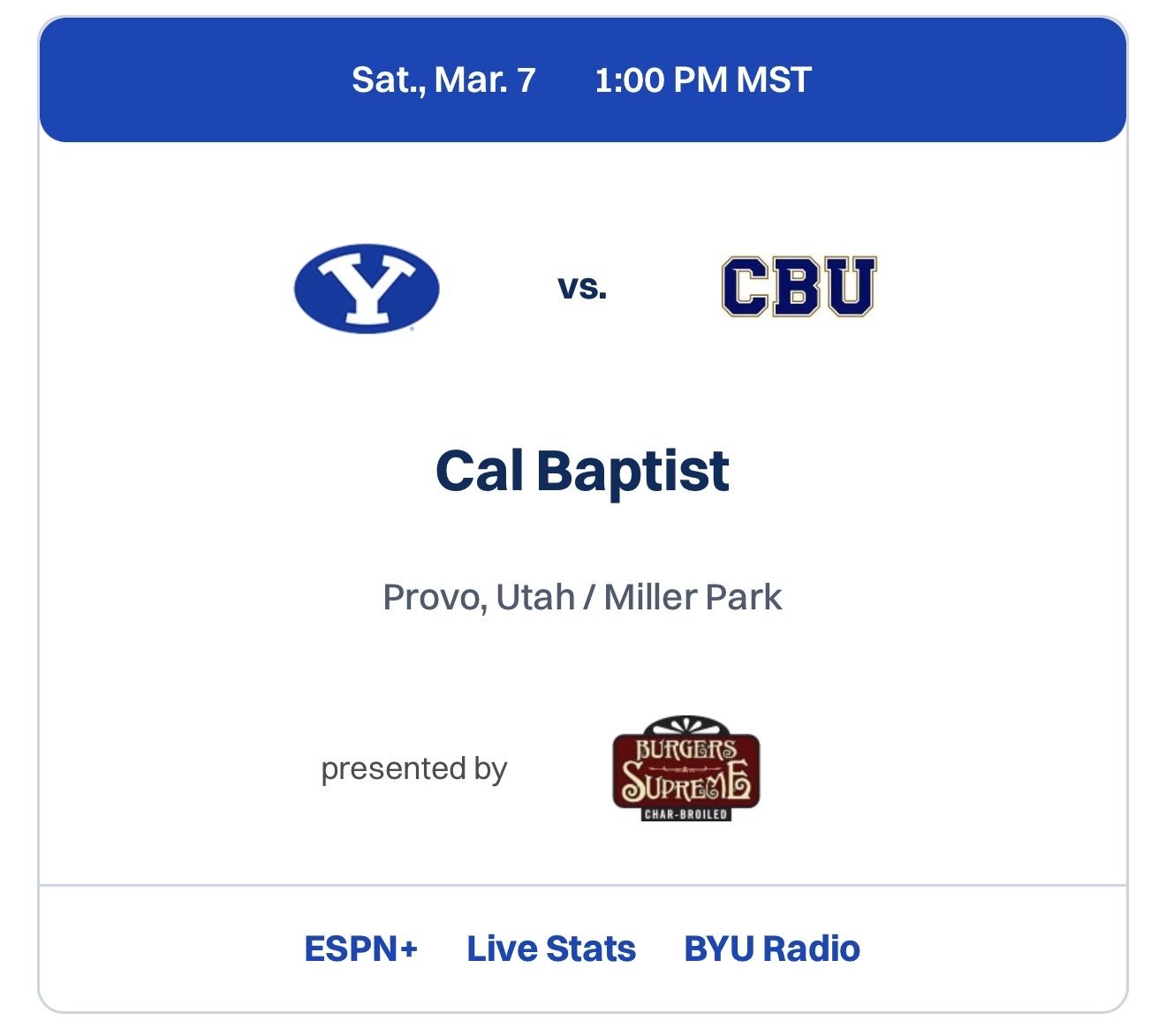 BYU Baseball vs Cal Baptist