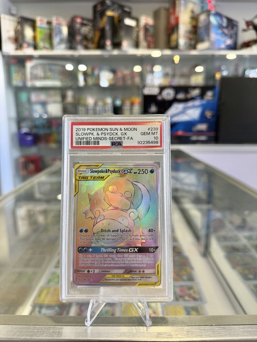 Slowpoke & Psyduck GX 239/236 Unified Minds TAG TEAM Pokémon PSA 10