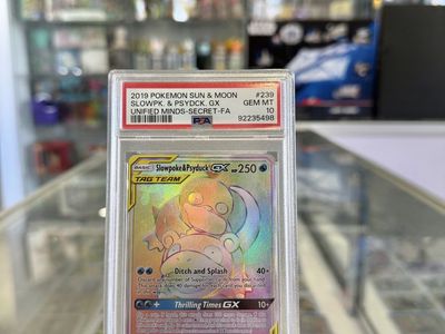 Slowpoke & Psyduck GX 239/236 Unified Minds TAG TEAM Pokémon PSA 10