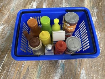 Kids Play Kitchen Mini Shopping Basket & Play Food Items