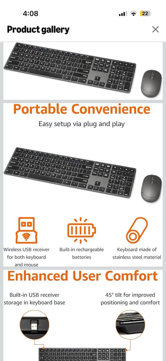 NEW SEALED Amazon Basics Ultra Premium Wireless Keyboard & Mouse Combo — $15 OBO