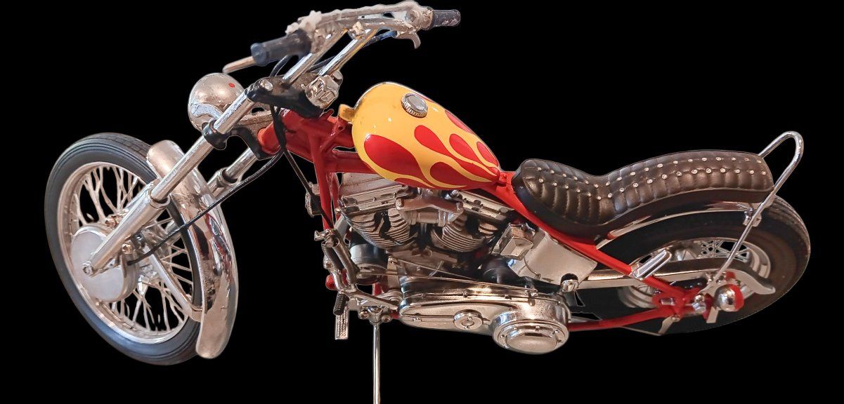 Vintage Easy Rider Billy Bike...Custom Chopper Scale Model Motorcycle - Flame Paint Job..1/10 scale.