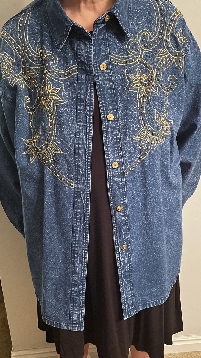 Blue ladies denim embroidered jacket by Club Z denim