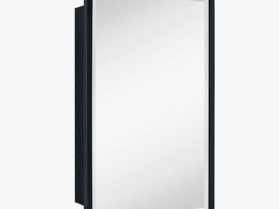 16" x 24" BLACK Haddison Recessed Framed Medicine Cabinet with Mirror and Adjustable Shelves