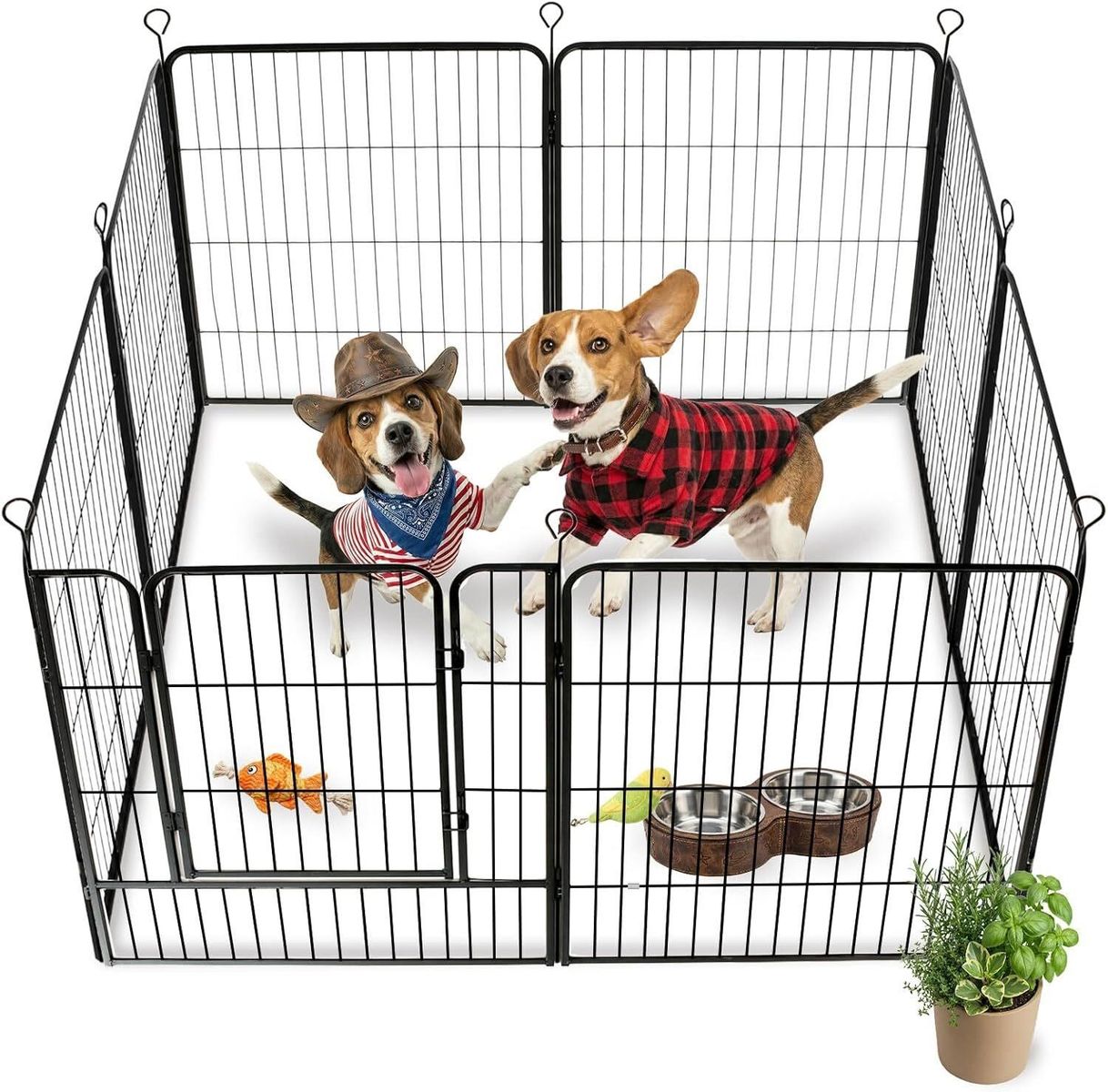Dog Playpen, 32 in(H) 7 Panels 1 Gate Pet Fence, Animal Barrie, Temporary Fencing