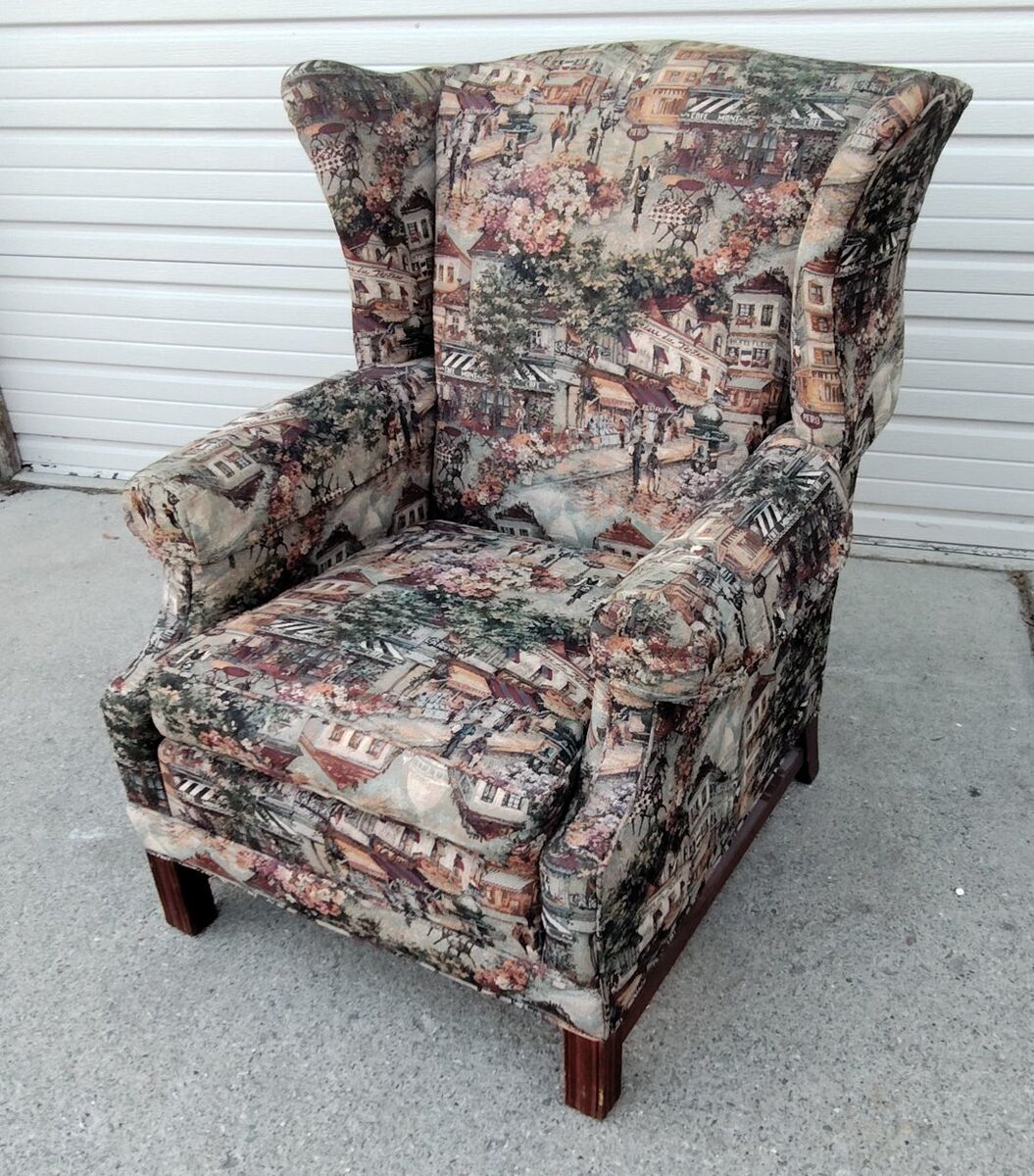 Custom Made Tapestry Wingback Chair