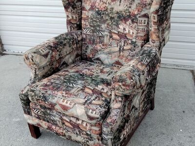 Custom Made Tapestry Wingback Chair