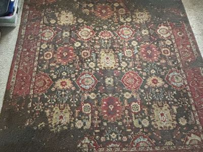Patterned Area Rug, Multi-color Floral Design, Good Condition